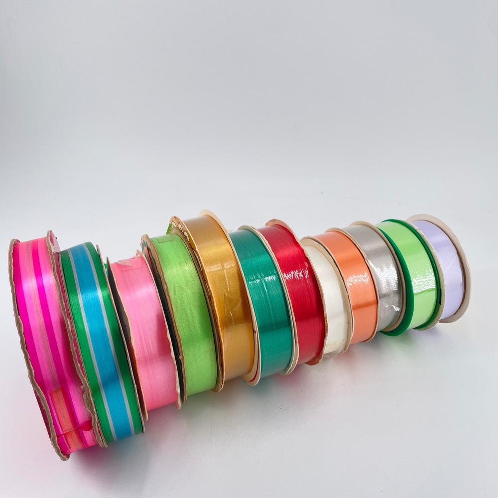 Vintage Quality All Occasion Ribbon‎ Lot of 12 Multi Colors Widths Craft Supply
